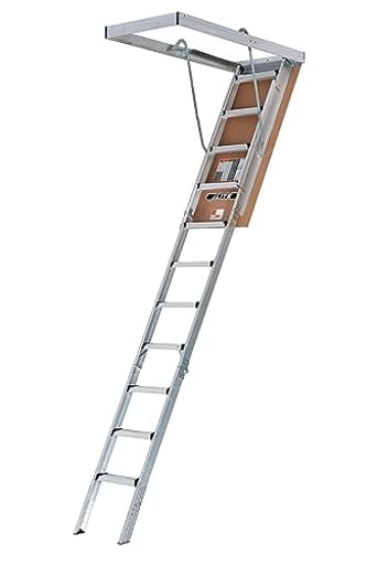 10-Foot Aluminium Attic Ladder 54" W x 22.5" H (Rough Opening), 375-Pound Load Capacity, Type IAA, AP2240MS