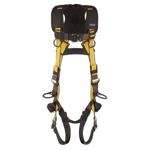Vest-style full body harness — 5-point, back and side D-rings, quick-connect chest and leg fittings (L-XL)