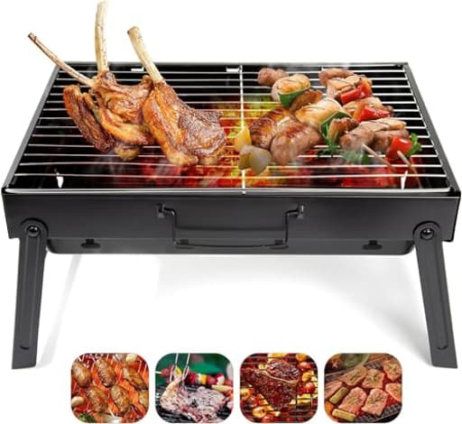 Folding Portable Barbecue Charcoal Grill, Barbecue Desk Tabletop Outdoor Stainless Steel Smoker BBQ for Outdoor Cooking Camping Picnics Beach