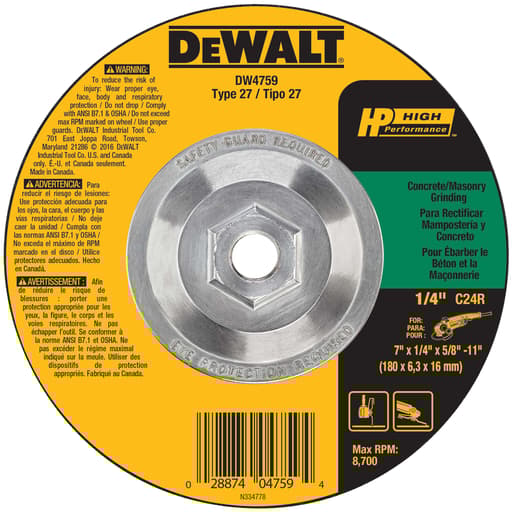 4" x 1/4" x 5/8" Masonry Grinding Wheel C24R