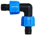 AE34 ANKA Series High Pressure Poly-Pipe 90° Elbow, 3/4" x 3/4" Black Fitting w/Blue Tapered Nut Seals, High Grade Glass Fiber Reinforced Nylon, Agriculture & Irrigation