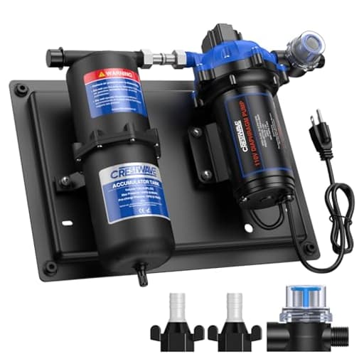 RV Water Pump 110V AC 7GPM 70PSI and 1L 125PSI Pre-Pressurized Accumulator Tank, Quiet Water Transfer Pump and Accumulator Tank System for Home Water System, Irrigating & Industrial Settings