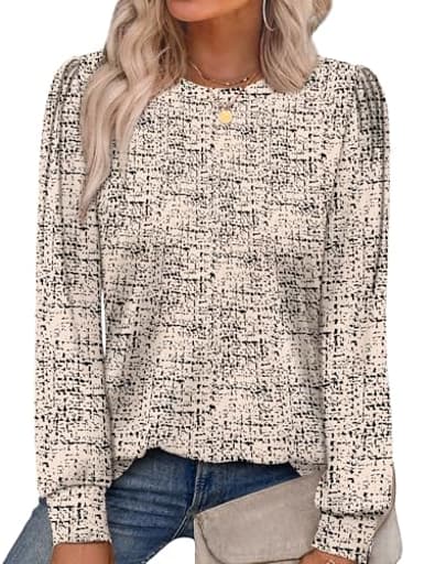 Long Sleeve Shirts School 0utfits for Teachers Tunic Tops for Women Trendy Fall Fashion Boho Clothes 2025 Print 18 XL