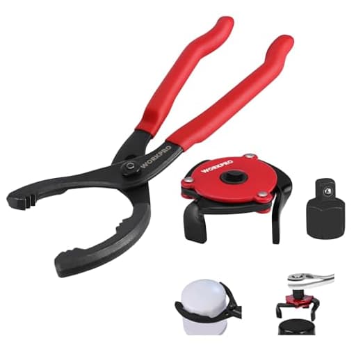 2-Piece Oil Filter Wrench Set, 12” Adjustable Oil Filter Plier & 3-Jaw Universal Oil Filter Removal Tool, for Easy Oil Changes, Ideal for Car, Motorcycle, Truck Maintenance & Home Garage Use