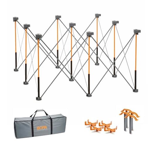 Centipede 30in Folding Work Table Set - No Assembly 9-Strut Collapsible Table 3500lb Weight Limit - 4x4ft Mobile Work Station with Storage Bag, Foldable Work Bench Table - CK9S, Orange/Black