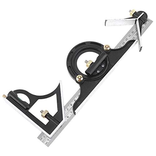 12" Adjustable Sliding Combination Square Ruler & Protractor Level Measure Measuring Set, Inch/Metric