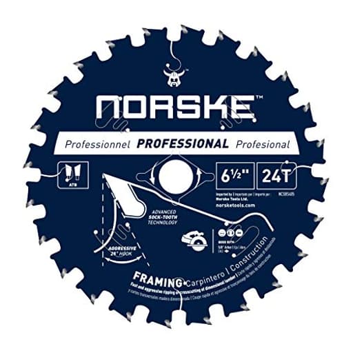 Tools NCSBS405 6-1/2 inch 24T Socktooth Circular Saw Framing Blade 5/8 inch bore with Laser Cut Diamond Knockout for Sheet Goods, Deck & Fence, Framing Lumber, Studs and Composites