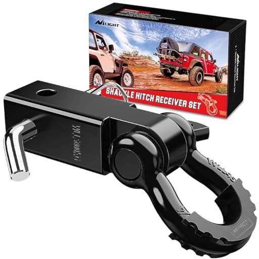 Shackle Hitch Receiver 2Inch 45000 LBs Breaking Strength 3/4" D Ring w/Trailer Pin Heavy Duty Solid Recovery Towing Kit for Trucks Jeeps Off-Road