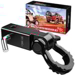 Shackle Hitch Receiver 2Inch 45000 LBs Breaking Strength 3/4" D Ring w/Trailer Pin Heavy Duty Solid Recovery Towing Kit for Trucks Jeeps Off-Road