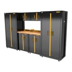 126 in. Wide, 7 Piece Welded Storage Suite with 2, 2-Door Base Cabinets and Wood Top