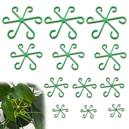 Plant Stem Holders 12 Pieces,4 Sizes Flower Stand Stem Hooks Plant Care Planting Accessories,Plastic Reusable Indoor Plant Stem Holders for Indoor and Outdoor Flowers and Plants