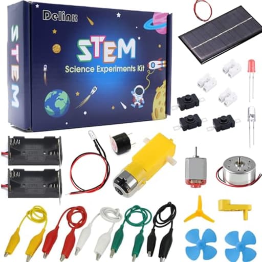 Fun Physics Science Experiment Kit: Windmill & Hand-cranked Generator, Solar Power, Basic Electric Circuit Learning, DIY Educational STEM Project for Kids & Teens, Girls & Boys