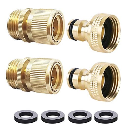 Garden Hose Quick Connect Solid Brass Quick Connector Garden Hose Fitting Water Hose Connectors 3/4 inch GHT