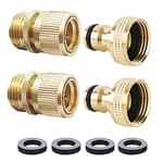 Garden Hose Quick Connect Solid Brass Quick Connector Garden Hose Fitting Water Hose Connectors 3/4 inch GHT