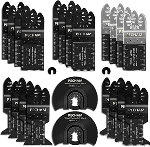 24PCS Universal Wood Metal Oscillating Multitool Quick Release Saw Blades Fit Porter Cable Black & Decker Rockwell Ridgid Ryobi Milwaukee Chicago Craftsman