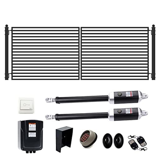 12x6 feet Milan Dual Swing Driveway Gate with Automatic Opener, Galvanized Steel Security Fence Gate