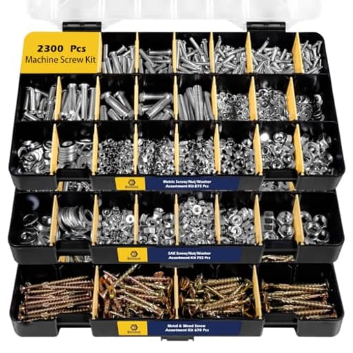 2300 Pieces Hardware Assortment Kit - Metric & SAE Machine Screw Assortment Kit with Assorted Nuts, Bolts, and Washers