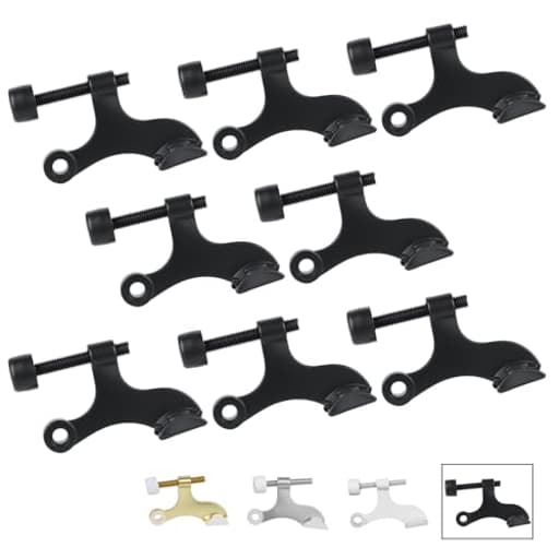 Hinge Pin Door Stopper, 8-Pack Black Adjustable Heavy Duty Pin Door Stop with Cushioned Plastics Bumper Tips