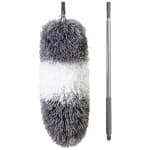 Microfiber Feather Duster with Extendable Pole and Bendable Head, 100" Telescoping Duster for Cleaning Ceiling, Fan, Furniture