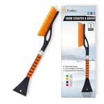 27" Aluminum Snow Brush with Ice Scrapers for Car Windshield and Window | Car Snow Scraper and Brush with Ergonomic Foam Grip Winter Accessories