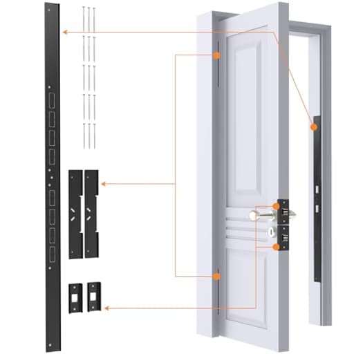 5-Piece Door Reinforcement Set for Jamb,Frame & Hinges Door Lock Security,Door Jamb Reinforcement Set,Anti Door Kick in Heavy Duty Striker Plate Kit,Tamper/Corrosion Proof Door Jamb Repair Kit