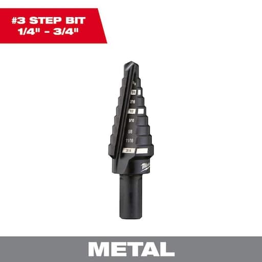 #3 Step Drill Bit, 1/4" - 3/4" by 1/16"