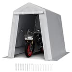 6x8x7 FT Portable Outdoor Storage Shed, Heavy-Duty Waterproof Shelter with Roll-Up Zipper Door & Vents, UV-Resistant Carport for Motorcycle, Bike, Lawn Mower, Tools, Gray