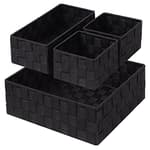 Woven Storage Baskets for Organizing, Small Black Baskets Cube Bin Container Tote Organizer Divider for Drawer, Closet, Shelf, Dresser, Set of 4