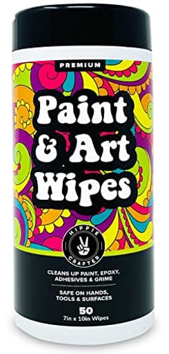 Paint and Art Wipes, Heavy-Duty Cleaner for Paint, Epoxy, Glue, Latex & Acrylic Stains, 1 Pack (50 Wipes), Safe for Hands, Brushes, Plastic, Metal, Wood & Floors