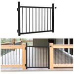 36"x45" Aluminum Gate with Self-Closing Hinges,Round Tube 3/4" pickets,DIY Adjustable Width Black Powder Coated Deck gate Kits Incl. Hinges Latch for Deck Railing Patios Gardens Indoor Outdoor