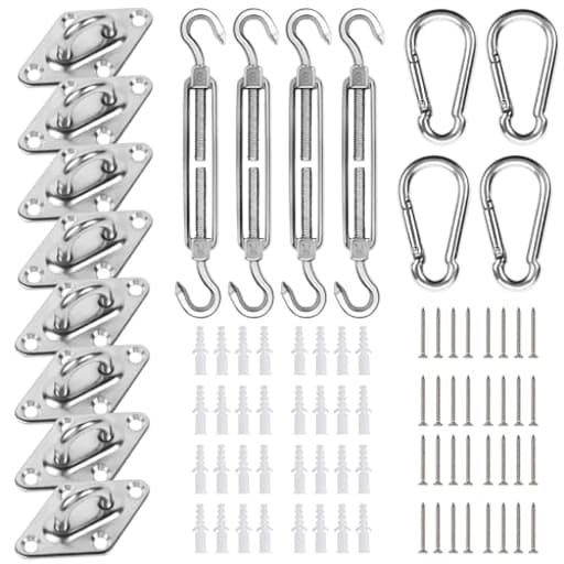 Shade Sail Hardware Kit 6 inch for Triangle Rectangle Sun Shade Sail Installation, 304 Grade Stainless for Garden Outdoors, 80 Pcs