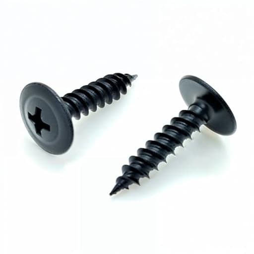 #8 x 3/4", 100 Qty Phillips Small Black Modified Truss Head Screws, Deep Thread Sharp Point, Carbon Steel Black Phosphate Coated Self-Tapping Screws for Wood & Metal