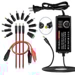 72W Power Supply Adjustable 3V ~ 24V Variable Universal Switching AC/DC Adapter Minidodoca AC to DC Converter with LED Voltage Display and 16 Tips, for 3V to 24V Household Electronics - 3000mA Max