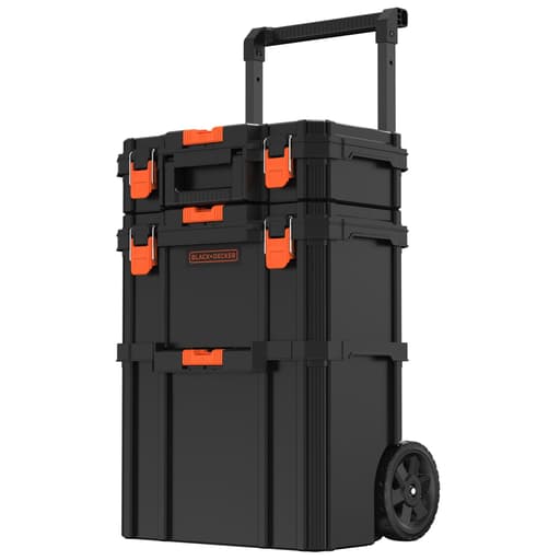 Stackable Storage System - 3 Piece Set (Small, Deep Toolbox, and Rolling Tote)