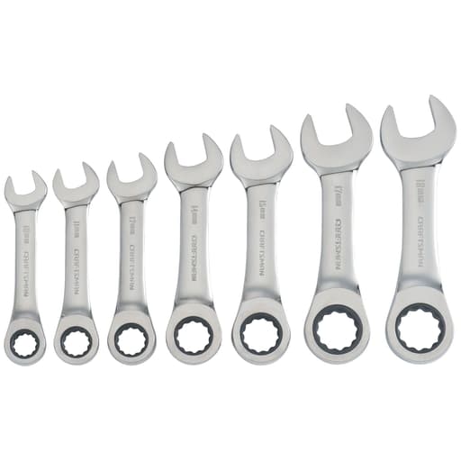 Metric Stubby Ratcheting Wrench Set (7 pc)