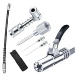 Grease Gun Accessory Kit,includes Grease Needle Dispenser, 2pcs Grease Needle Nozzles, 90 Degree Grease Coupler Adapter with Sleeves, Grease Gun Coupler, 12 Inch Grease-Gun-Hose, Zerk Fitting Cleaner