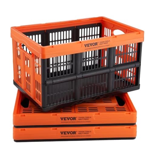 45L Collapsible Milk Crates 3 Packs, Stackable Storage Baskets with Handles, Folding Storage Containers for Organizing Tools, Books, Food, Drinks, Camping & Transport