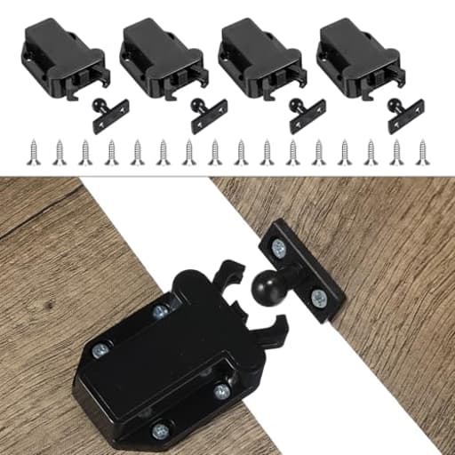 4Pack Push Latches for Cabinets, Push to Open Catch Lock,Safe Rebound Self-Locking Device Drawer Catch Push to Open Door Latch Cabinet Hardware for Cabinet Drawer Wardrobe Kitchen Door