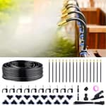 360° Adjustable Drip Irrigation System - Garden Watering Atomizing System with 16 Nozzles, Greenhouse Accessories for Yard, Lawn, Plants, Garden, 5/16 inches Hose, 50 ft