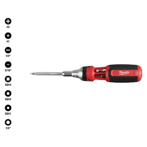 9-in-1 Square Drive Ratcheting Multi-bit Screwdriver