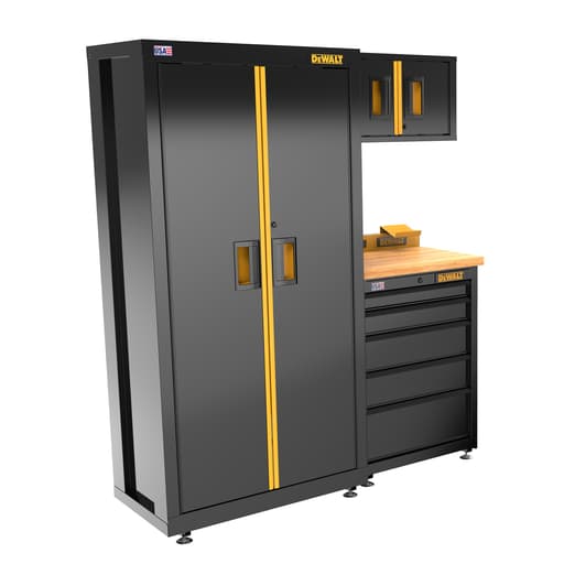 63 in. Wide, 4 Piece Welded Storage Suite with 5-Drawer Base Cabinet and Wood Top