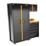 63 in. Wide, 4 Piece Welded Storage Suite with 5-Drawer Base Cabinet and Wood Top