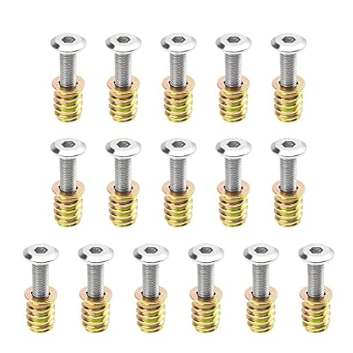 16 Sets M6x25 Furniture Screw Nut Threaded Wood Inserts Bolt Fastener Connector Hex Socket Drive M6x15 Screw-in Nuts
