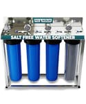4 Stage Salt Free Water Softener Whole House Water Filter System with Total Filtration - Includes Sediment, Heavy Metal KDF GAC, SoftGuard, Carbon Block Filters