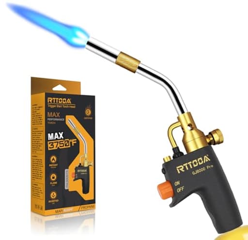 Propane Torch Head, GJ-8000pro High Intensity Torch Head, Trigger Start Gas Torch Kit for Propane, Pencil Flame Welding Torch Fuel by Mapp/Map/Propane, Soldering, Cooking（CSA Certified)