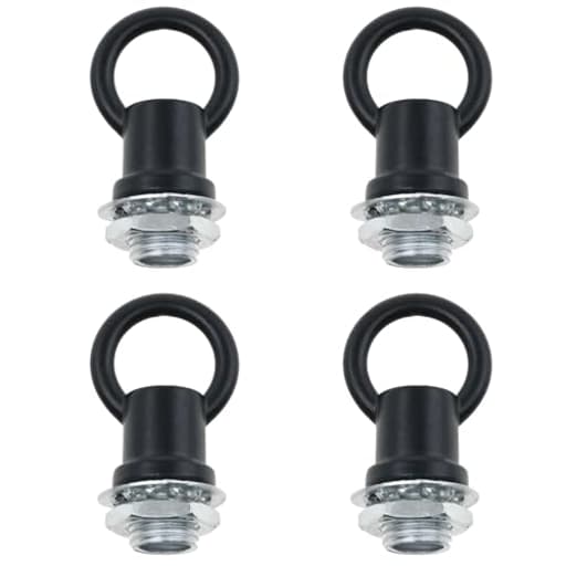 Hook Rings for Light Fixture Light Fixture Hooks Nuts M10 Lamp Female Loop Holder for Extension Chandelier Chain 4 PCS Black