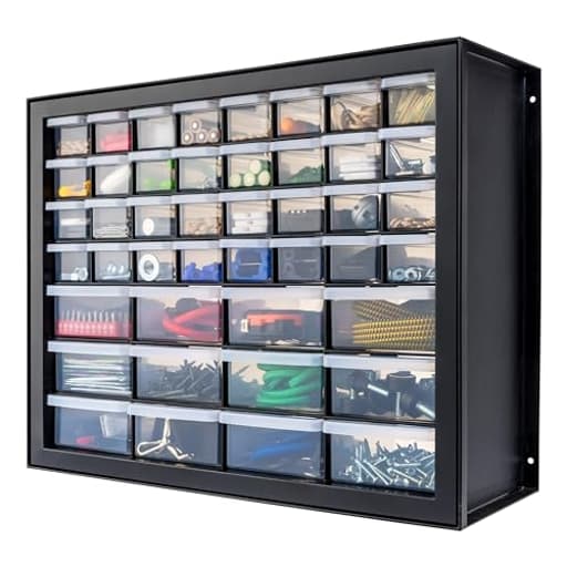 IRIS USA Screw Tool Organizer Small Parts Cabinet, 44-Drawer, Electronics Hardware Nuts and Bolts Plastic Storage Drawers Garage Storage, Stackable Bead Craft Organizer Building Bricks Sorter, Black