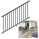 1 Pack 36 in. H x 6 ft. W Porch and Deck Railing Kit Without Post, Aluminum Stair Railing Kit, Black Textured Powder-Coat Finish Railing System for Concrete Steps or Wooden Stairs
