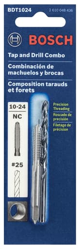 10-24 Tap and #25 Drill Bit Combo Set