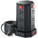 Power Strip Surge Protector, 6.5 Ft Extension Cord with 12 AC Multiple Outlets 4 USB (1 USB C), SMALLRT Power Tower Desktop Charging Station